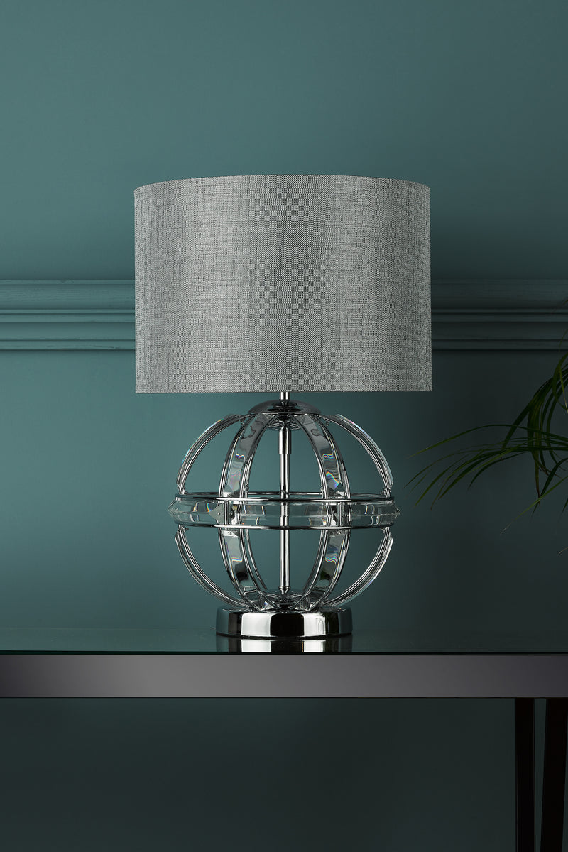 Laura Ashley Aidan Glass & Polished Chrome Globe Table Lamp with Shade • LA3742828-Q