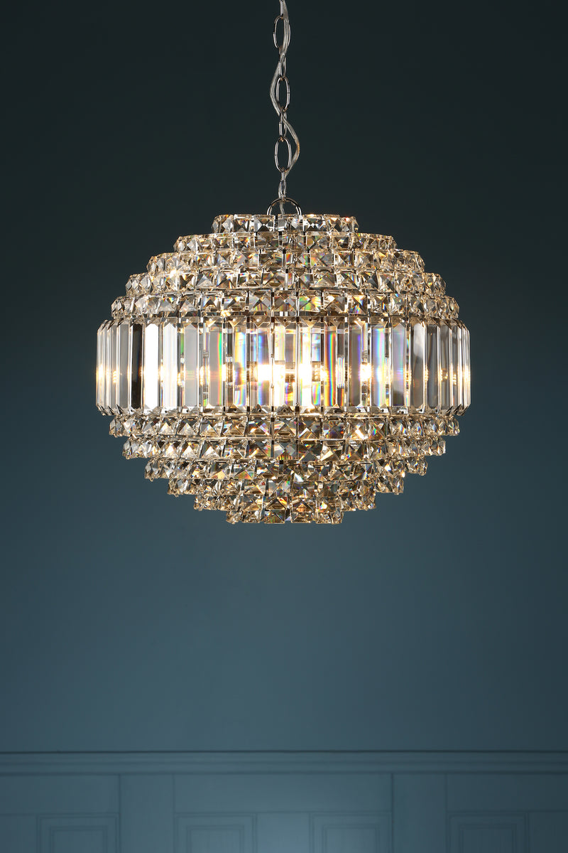 Laura Ashley Vienna 5lt Chandelier Crystal & Polished Chrome • LA3743651-Q