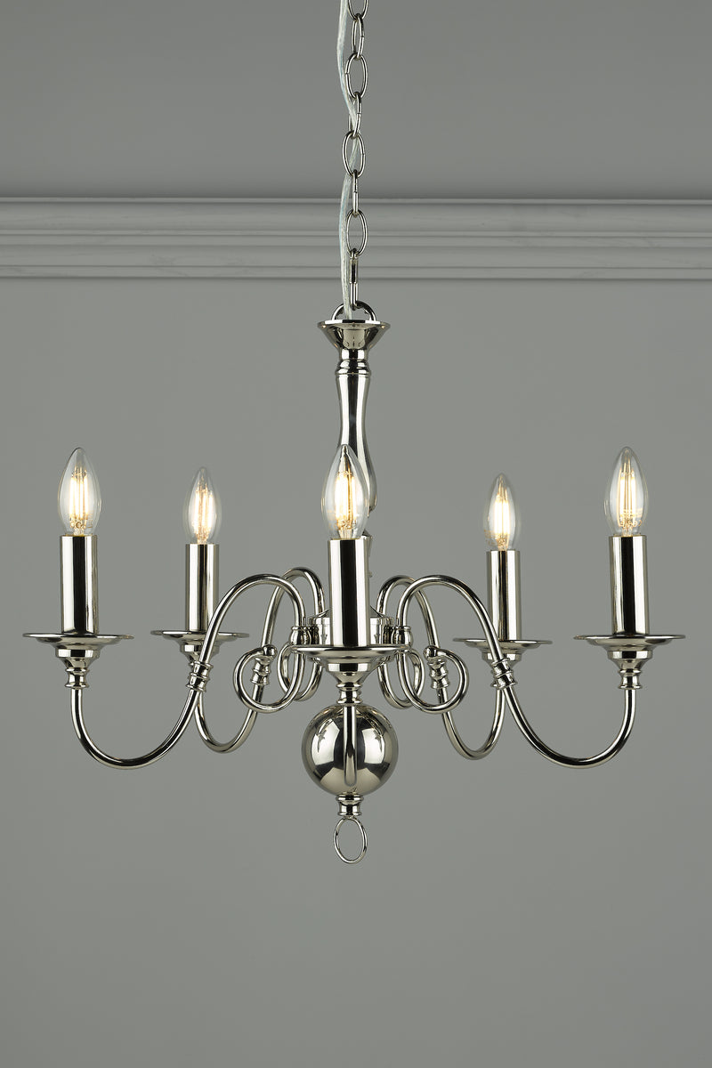 Laura Ashley Winchester 5lt Pendant Polished Nickel • LA3743657-Q