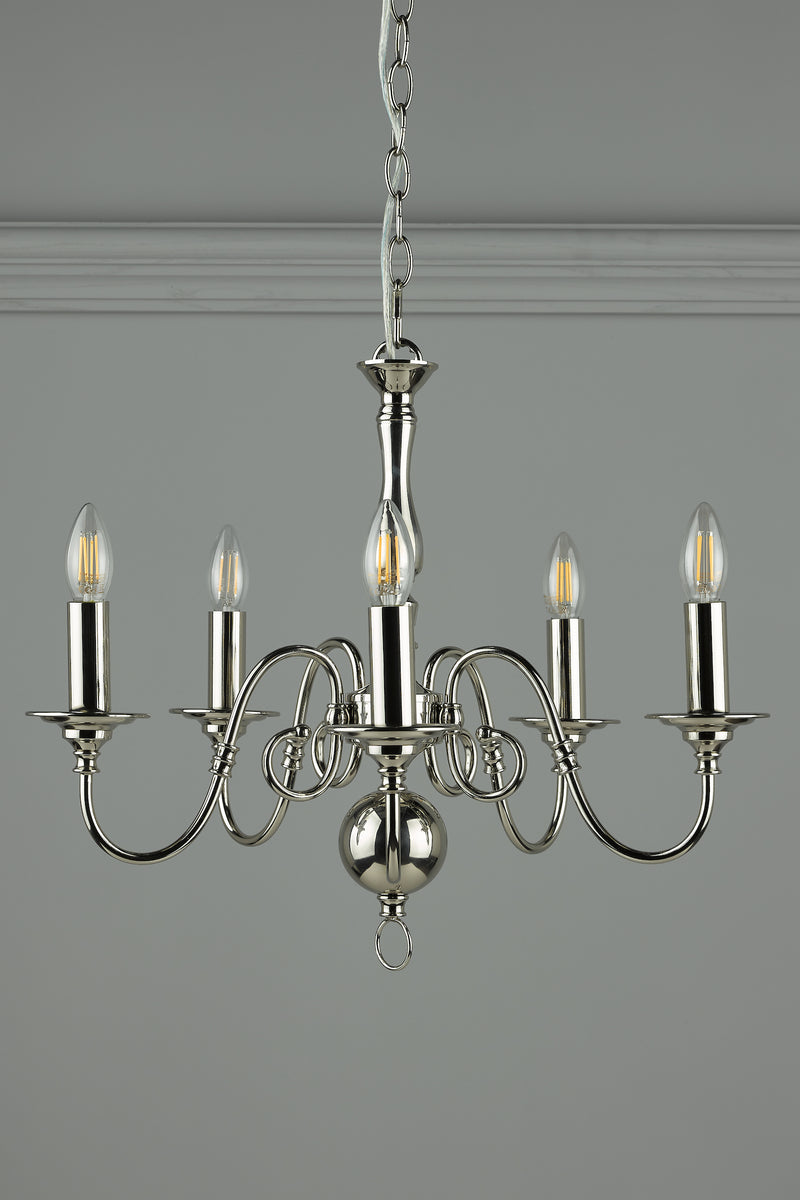 Laura Ashley Winchester 5lt Pendant Polished Nickel • LA3743657-Q