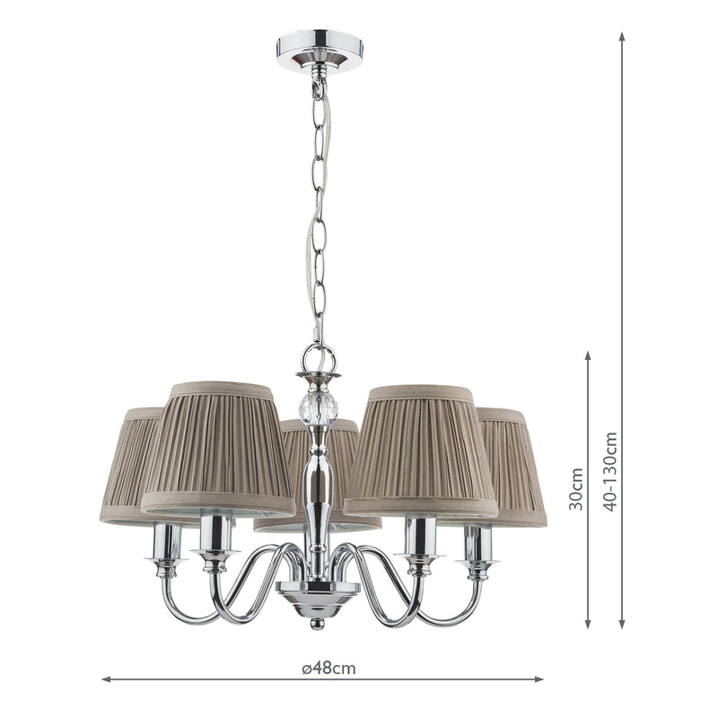 Laura Ashley Ellis 5lt Pendant Polished Chrome With Shades • LA3743659-Q
