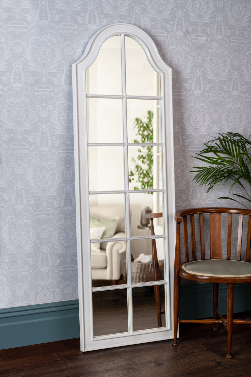 Laura Ashley Coombs Rectangle Floor Mirror Distressed Ivory 172 x 57cm • LA3756028-Q
