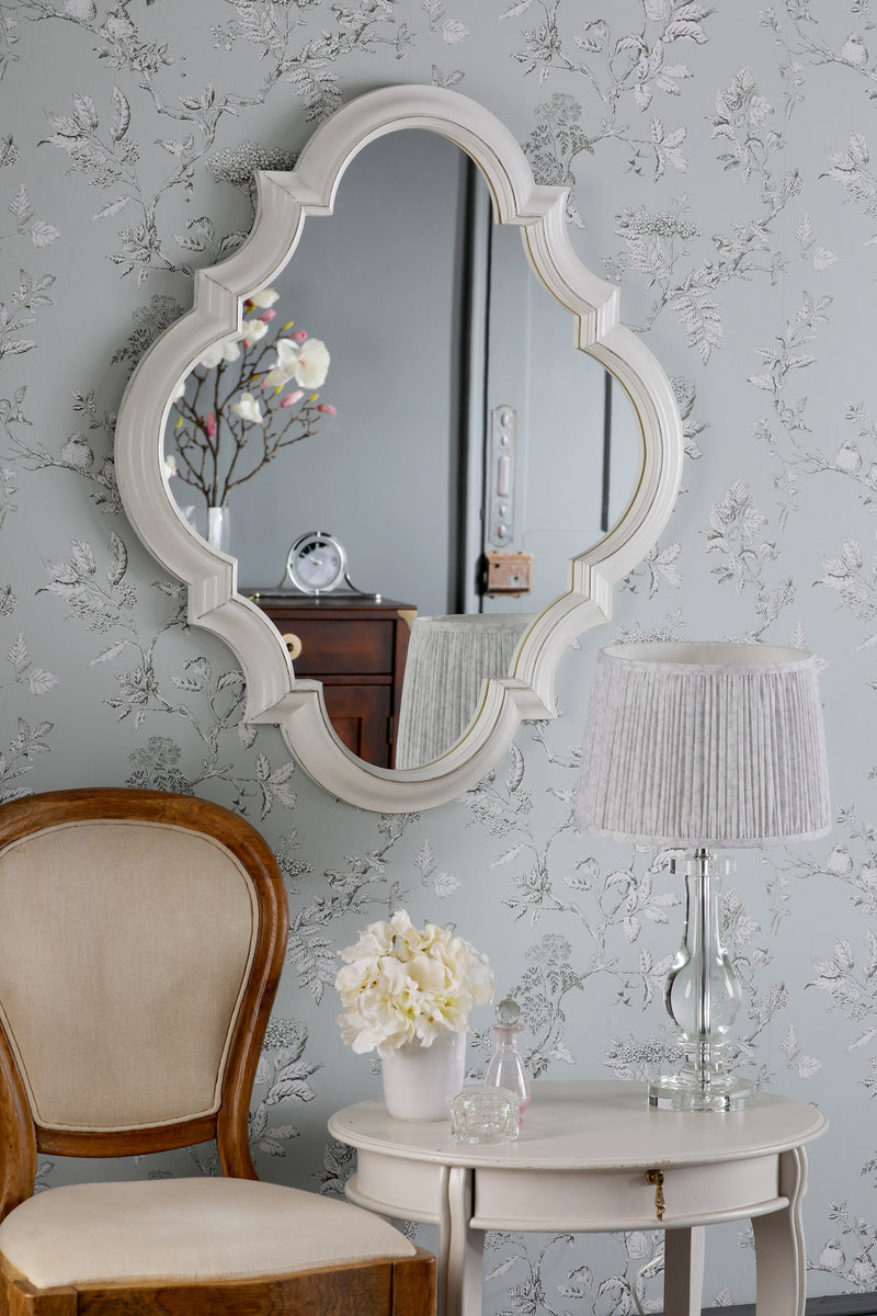 Laura Ashley Elisse Diamond Mirror Distressed Ivory/Champagne 90 x 75cm • LA3756029-Q