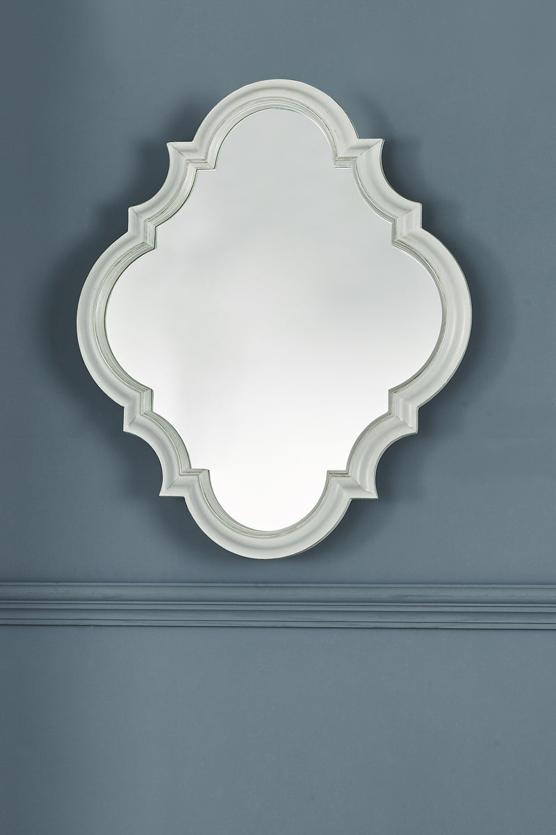 Laura Ashley Elisse Diamond Mirror Distressed Ivory/Champagne 90 x 75cm • LA3756029-Q