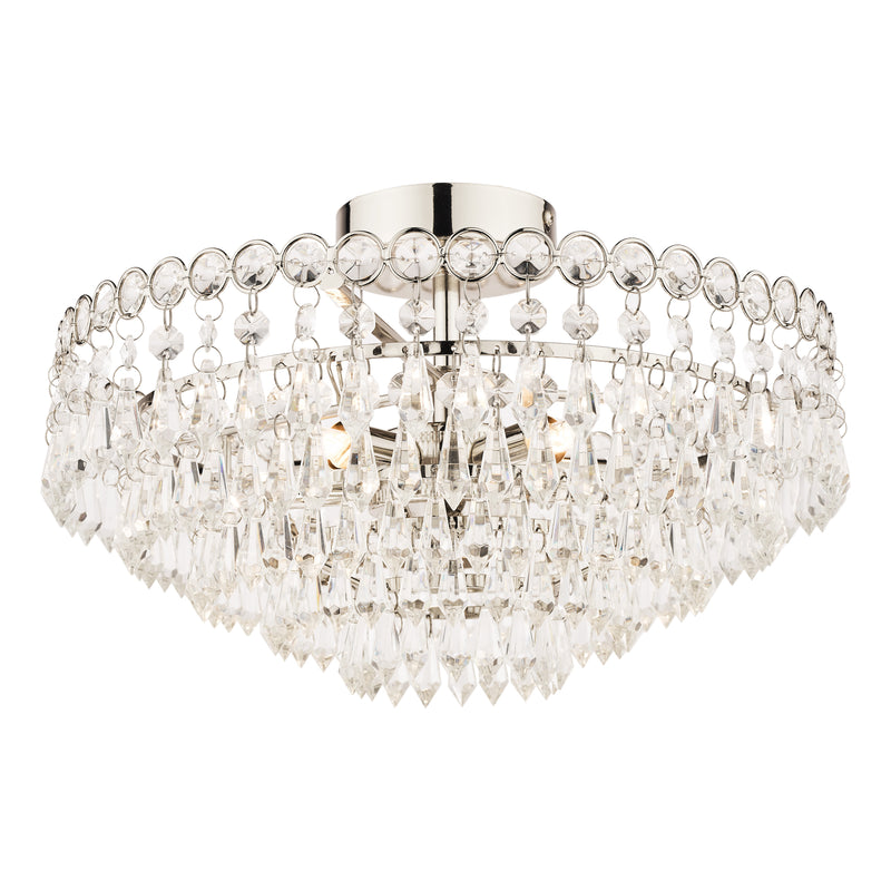 Laura Ashley Enid 5lt Semi Flush Polished Nickel Crystal • LA3756041-Q