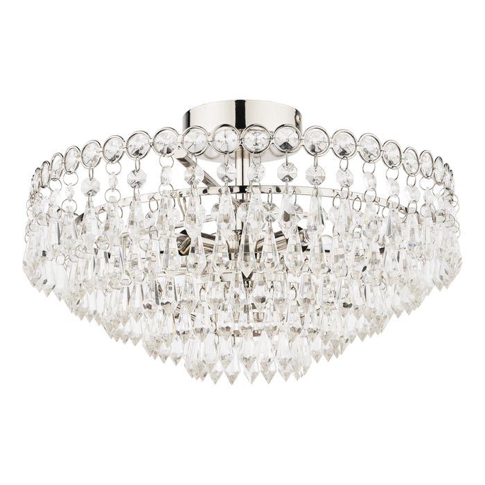 Laura Ashley Enid 5lt Semi Flush Polished Nickel Crystal • LA3756041-Q