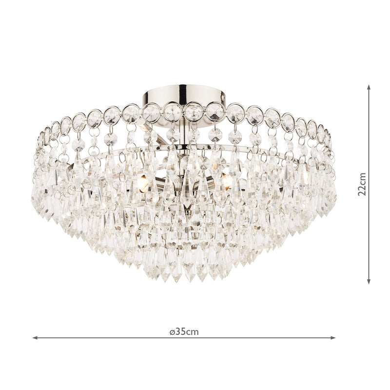 Laura Ashley Enid 5lt Semi Flush Polished Nickel Crystal • LA3756041-Q