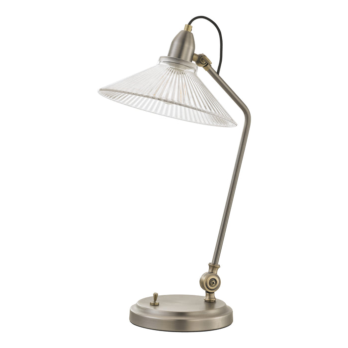 Laura Ashley Hanbury Task Lamp Brushed Pewter Glass • LA3756046-Q