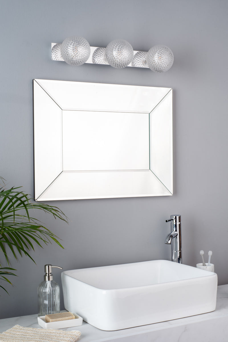 Laura Ashley Prague 3lt Bathroom Wall Light Polished Chrome Glass IP44 • LA3756049-Q