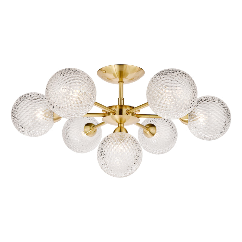 Laura Ashley Atherton 7lt Semi Flush Satin Brass Glass • LA3756055-Q