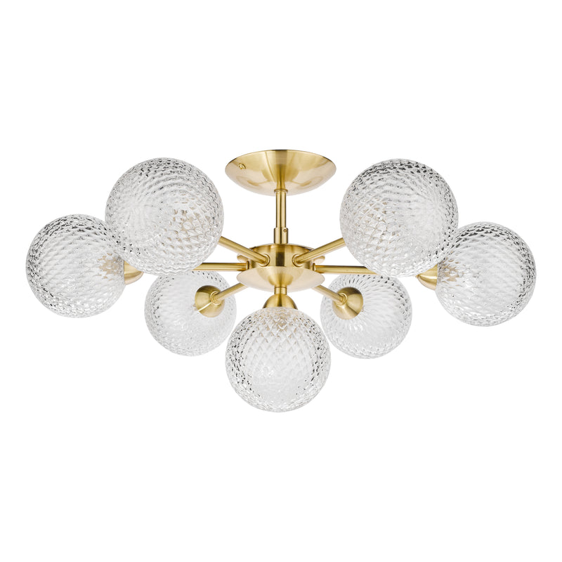 Laura Ashley Atherton 7lt Semi Flush Satin Brass Glass • LA3756055-Q