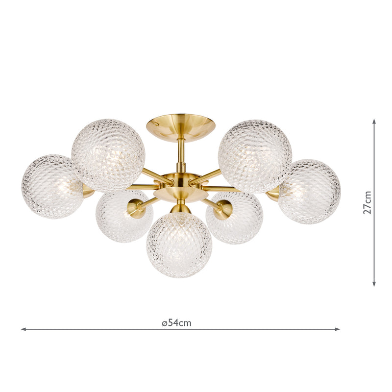 Laura Ashley Atherton 7lt Semi Flush Satin Brass Glass • LA3756055-Q