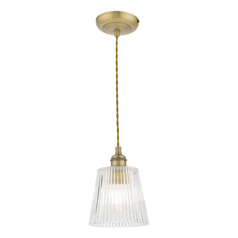 Laura Ashley Callaghan Pendant Antique Brass Ribbed Glass • LA3756056-Q