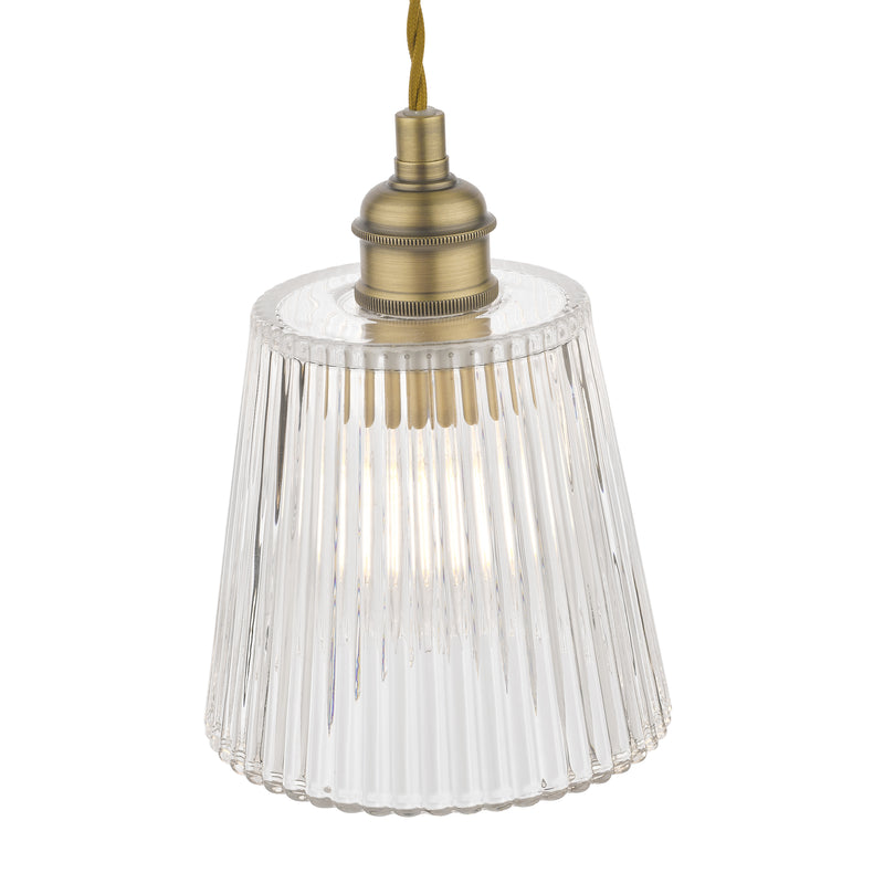 Laura Ashley Callaghan Pendant Antique Brass Ribbed Glass • LA3756056-Q