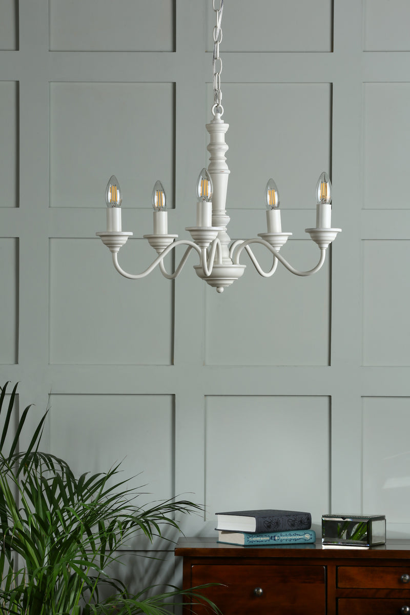 Laura Ashley Tate 5lt Pendant Matt White Fitting Only • LA3756058-Q