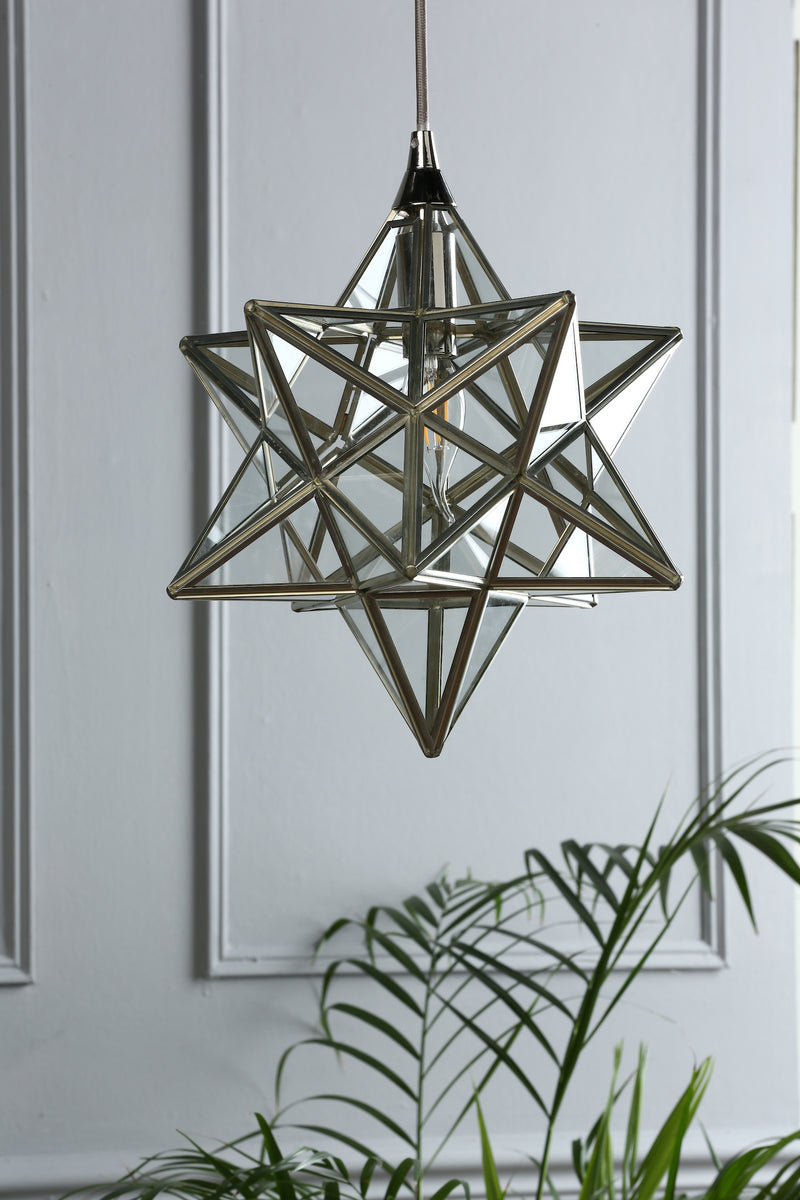 Laura Ashley Small Star Pendant Polished Silver Glass • LA3756059-Q