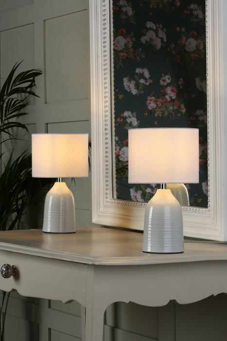 Laura Ashley Penny Twin Pack Table Lamp Cream With Shade • LA3756068-Q