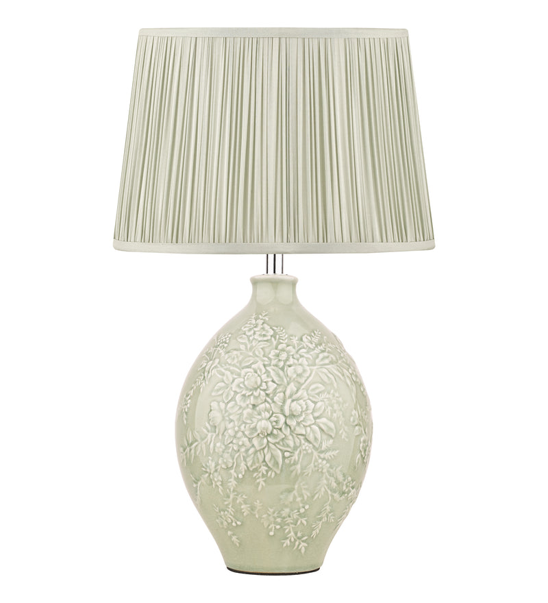 Laura Ashley Picardie Ceramic Table Lamp Green Polished Chrome Base Only • LA3756069-Q