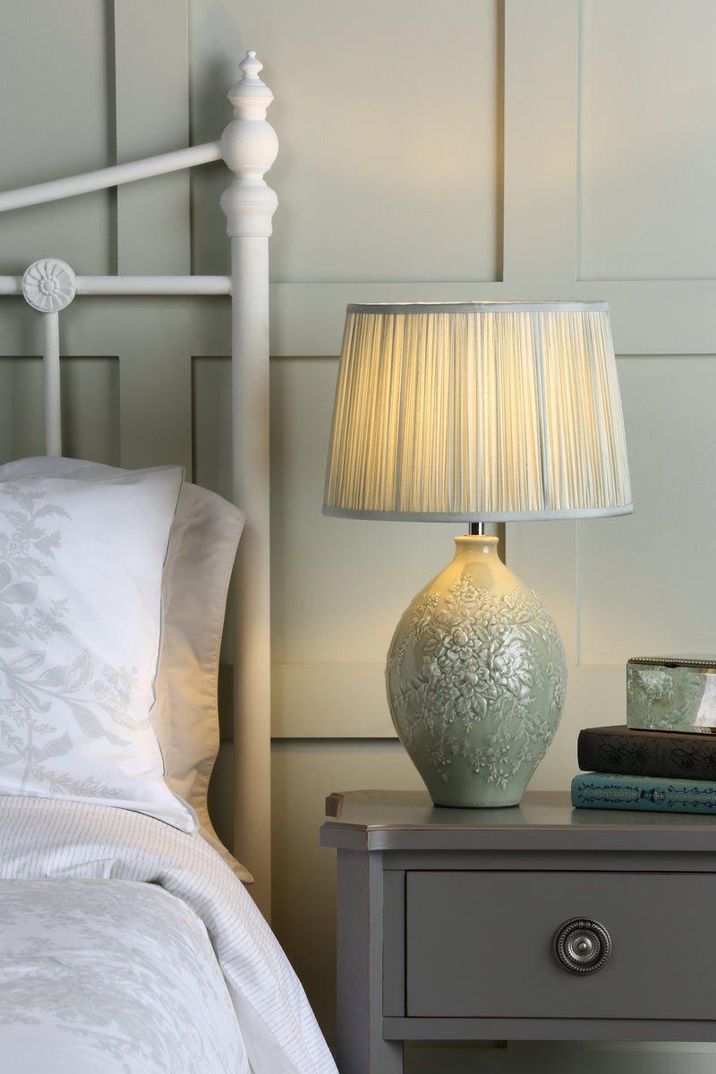 Laura Ashley Picardie Ceramic Table Lamp Green Polished Chrome Base Only • LA3756069-Q