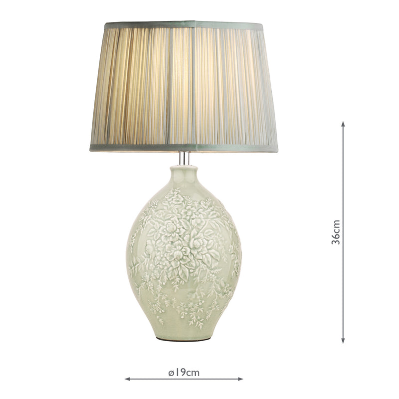 Laura Ashley Picardie Ceramic Table Lamp Green Polished Chrome Base Only • LA3756069-Q
