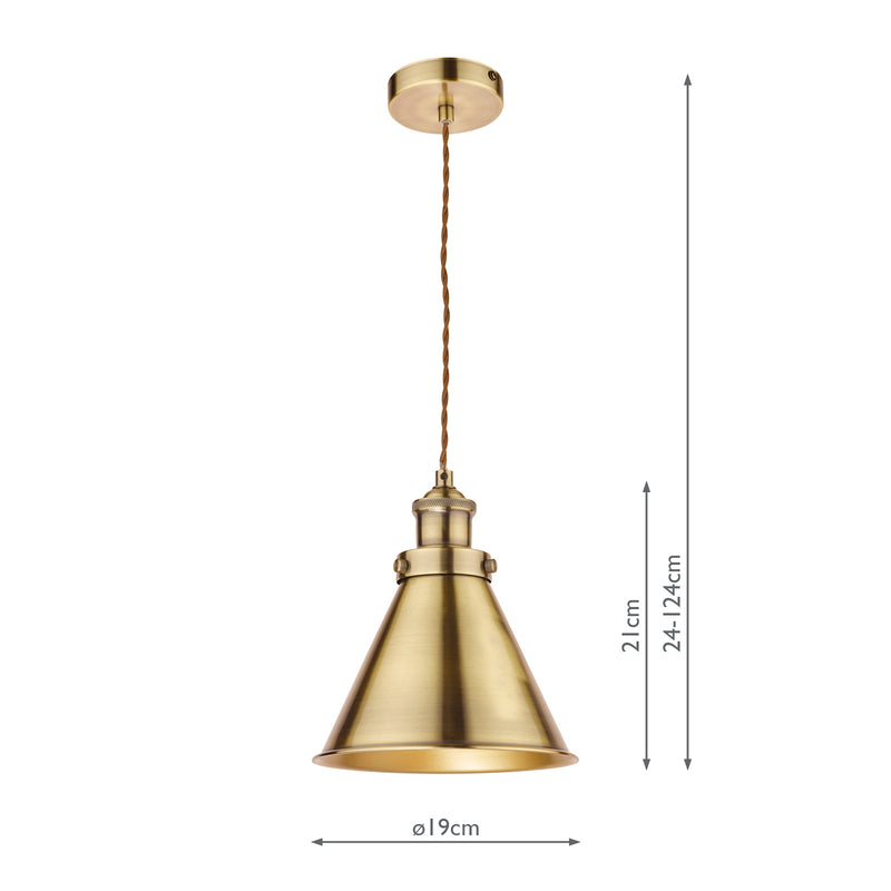Laura Ashley Rufus Pendant Antique Brass • LA3756075-Q