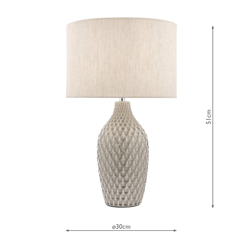 Laura Ashley Heathfield Ceramic Table Lamp Gloss Grey With Shade • LA3756083-Q