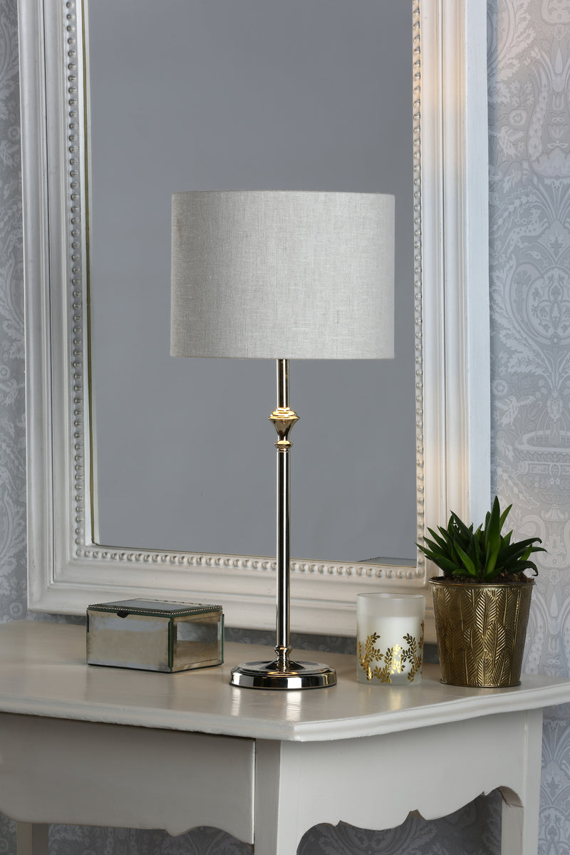 Laura Ashley Highgrove Table Lamp Polished Nickel With Shade • LA3756090-Q