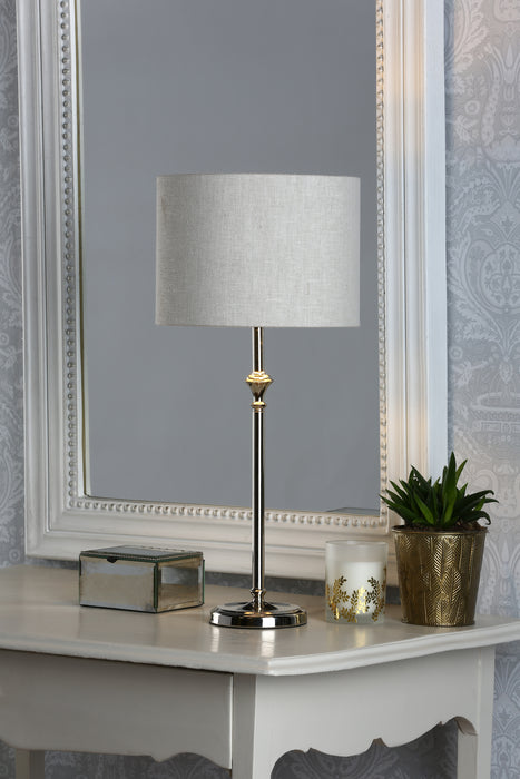 Laura Ashley Highgrove Table Lamp Polished Nickel With Shade • LA3756090-Q