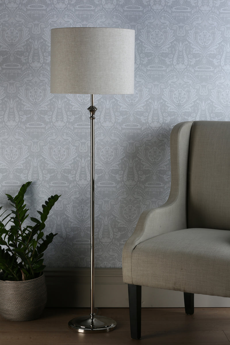 Laura Ashley Highgrove Floor Lamp Polished Nickel With Shade • LA3756091-Q