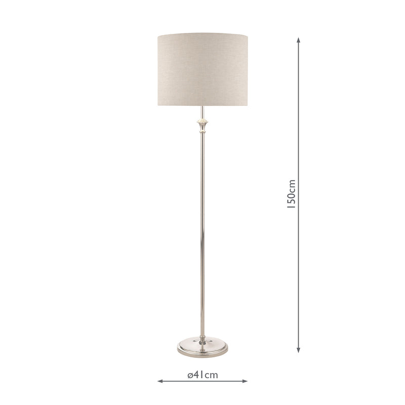 Laura Ashley Highgrove Floor Lamp Polished Nickel With Shade • LA3756091-Q