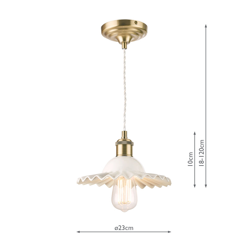 Laura Ashley Beca Small Pendant White Ceramic Antique Brass • LA3756097-Q