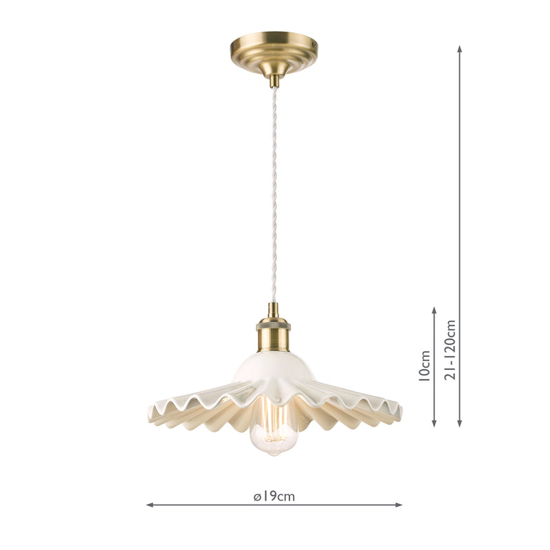 Laura Ashley Beca Large Pendant White Ceramic Antique Brass • LA3756098-Q