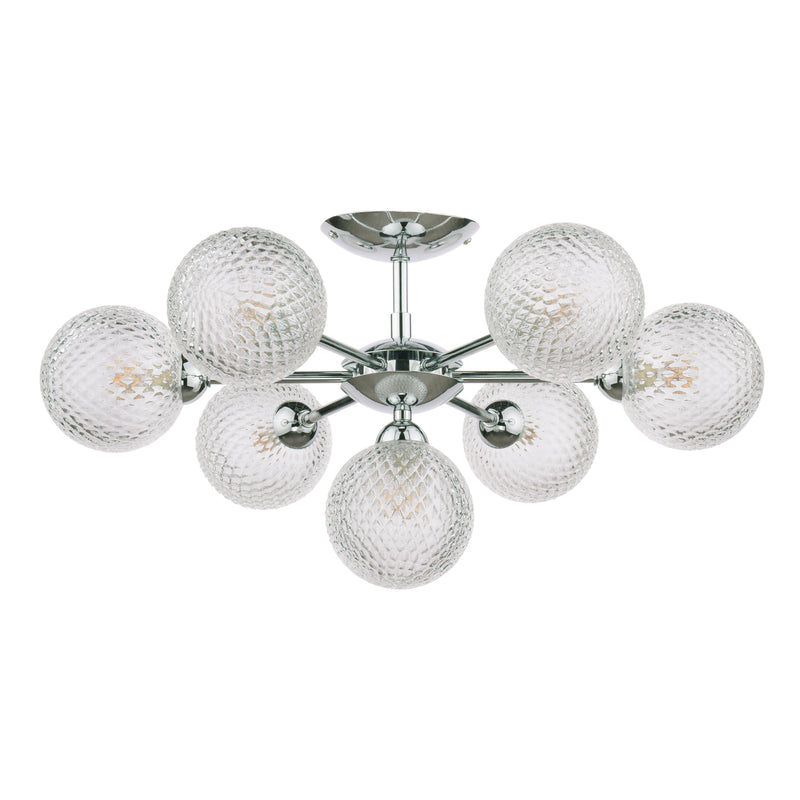 Laura Ashley Atherton 7lt Semi Flush Polished Chrome Glass • LA3756108-Q