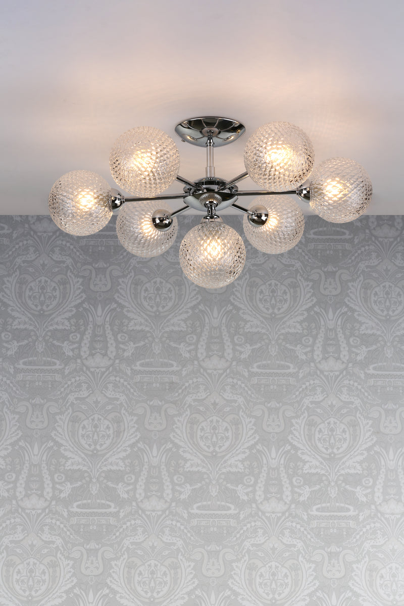 Laura Ashley Atherton 7lt Semi Flush Polished Chrome Glass • LA3756108-Q