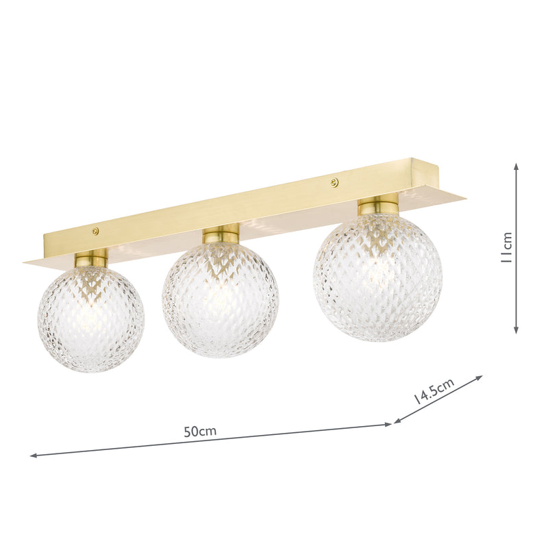 Laura Ashley Prague 3lt Bathroom Wall Light Satin Brass Glass IP44 • LA3756110-Q