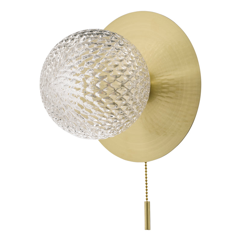 Laura Ashley Prague Bathroom Wall Light Glass Satin Brass IP44 • LA3756111-Q