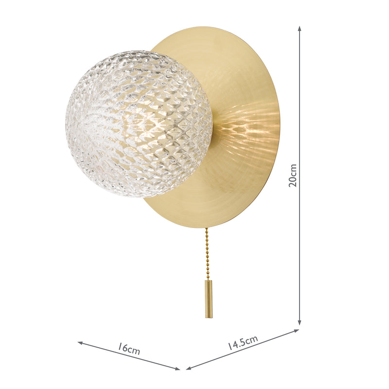 Laura Ashley Prague Bathroom Wall Light Glass Satin Brass IP44 • LA3756111-Q