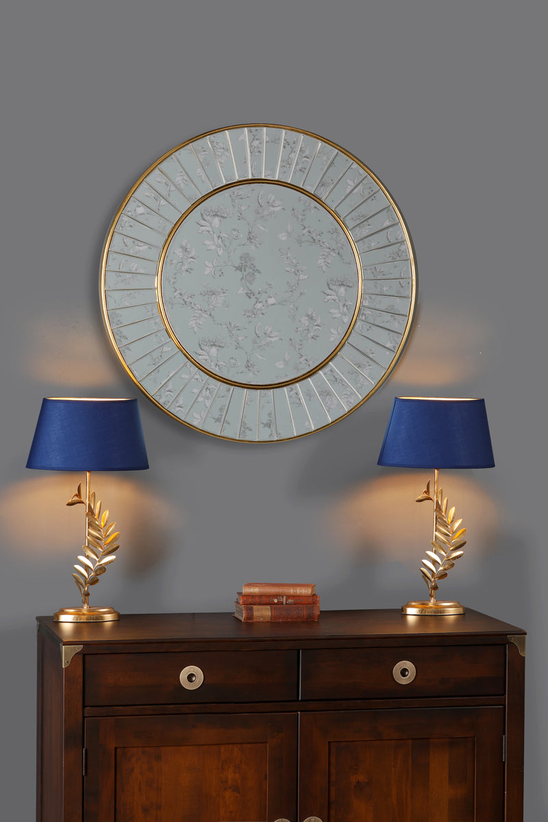 Laura Ashley Clemence Medium Round Mirror Gold Leaf 80cm • LA3756121-Q