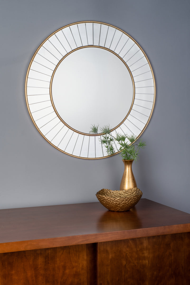 Laura Ashley Clemence Medium Round Mirror Gold Leaf 80cm • LA3756121-Q
