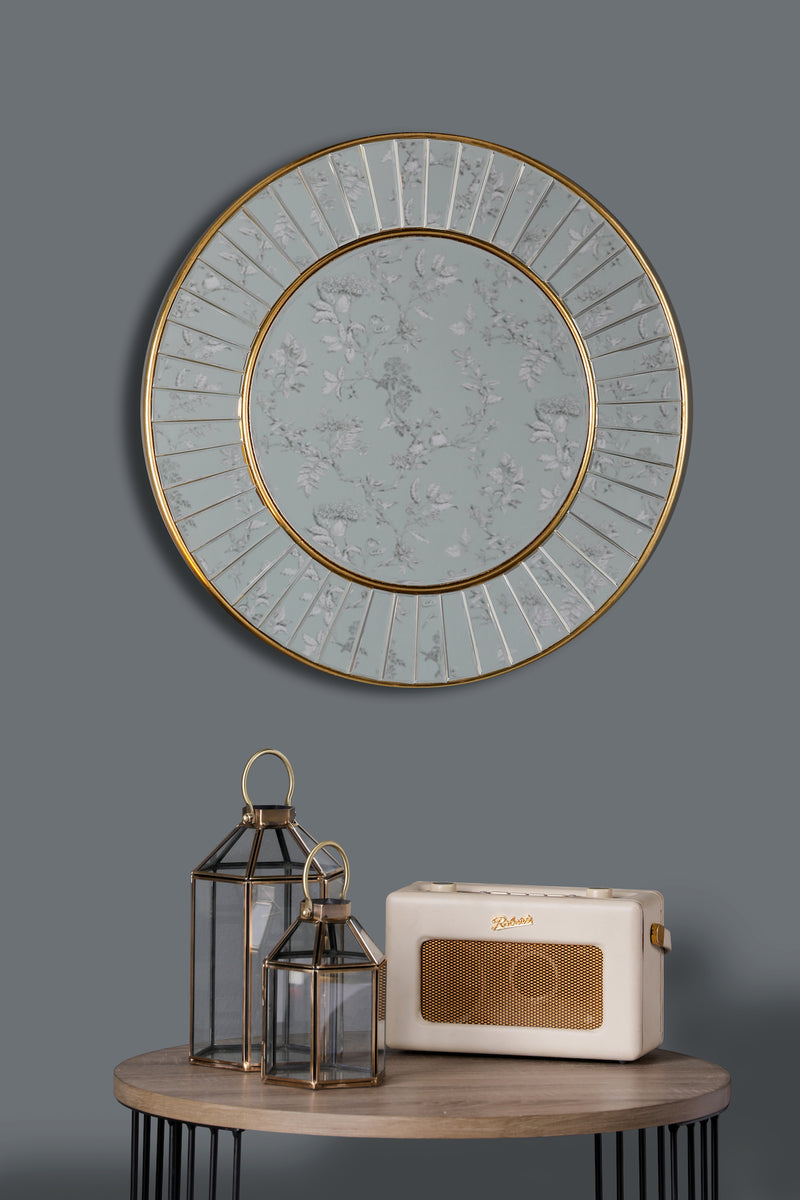 Laura Ashley Small Clemence Round Mirror Gold Leaf 50cm • LA3756122-Q