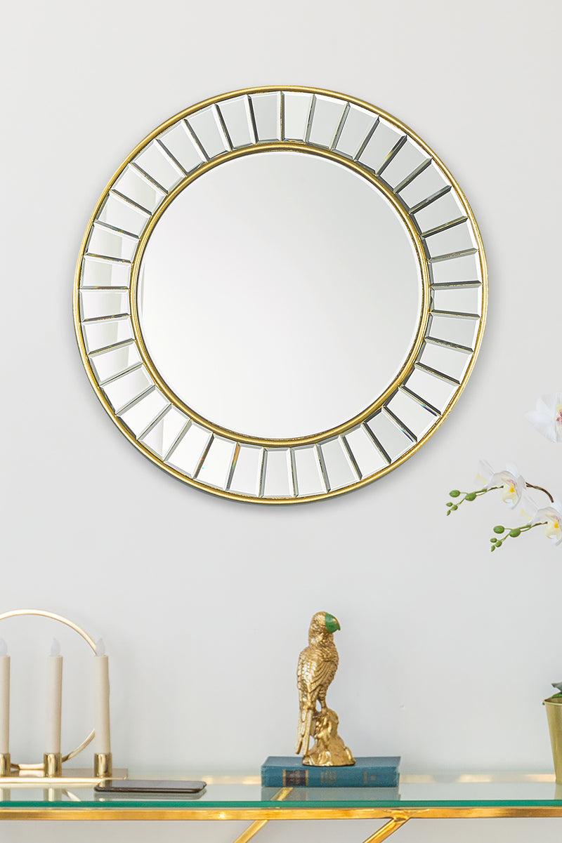 Laura Ashley Small Clemence Round Mirror Gold Leaf 50cm • LA3756122-Q