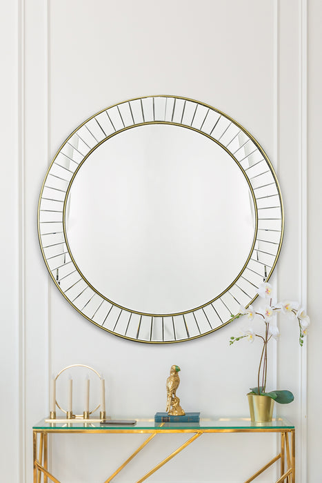 Laura Ashley Clemence Large Round Mirror Gold Leaf 120cm • LA3756123-Q