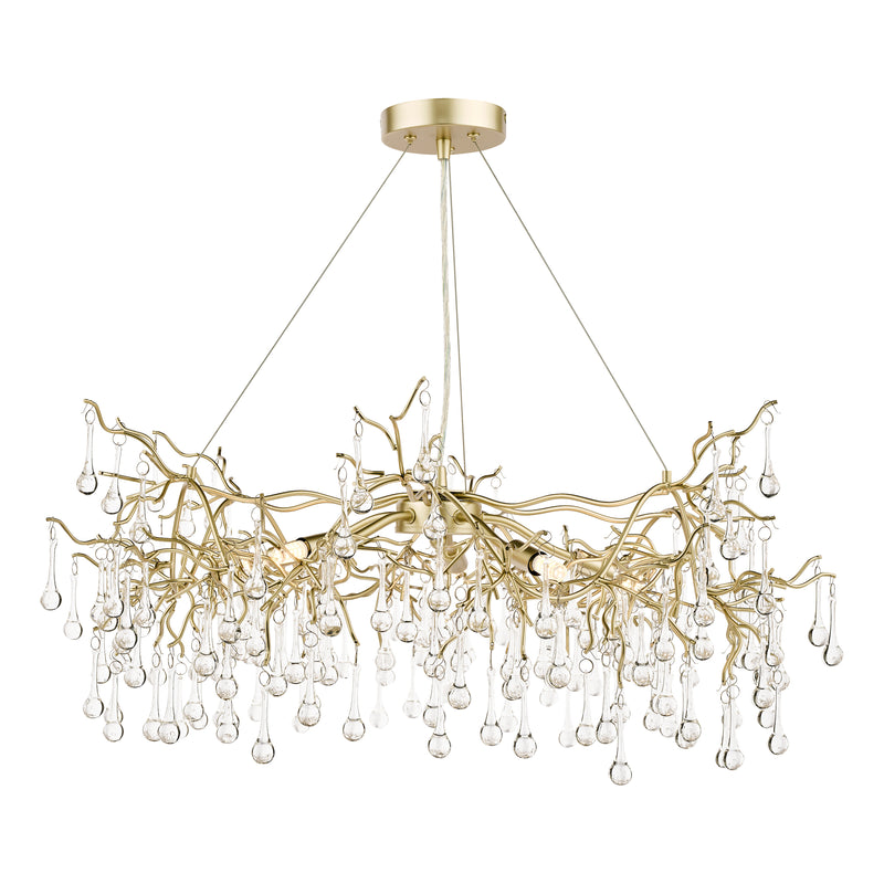 Laura Ashley Willow 5lt Pendant Satin Champagne Crystal • LA3756144-Q