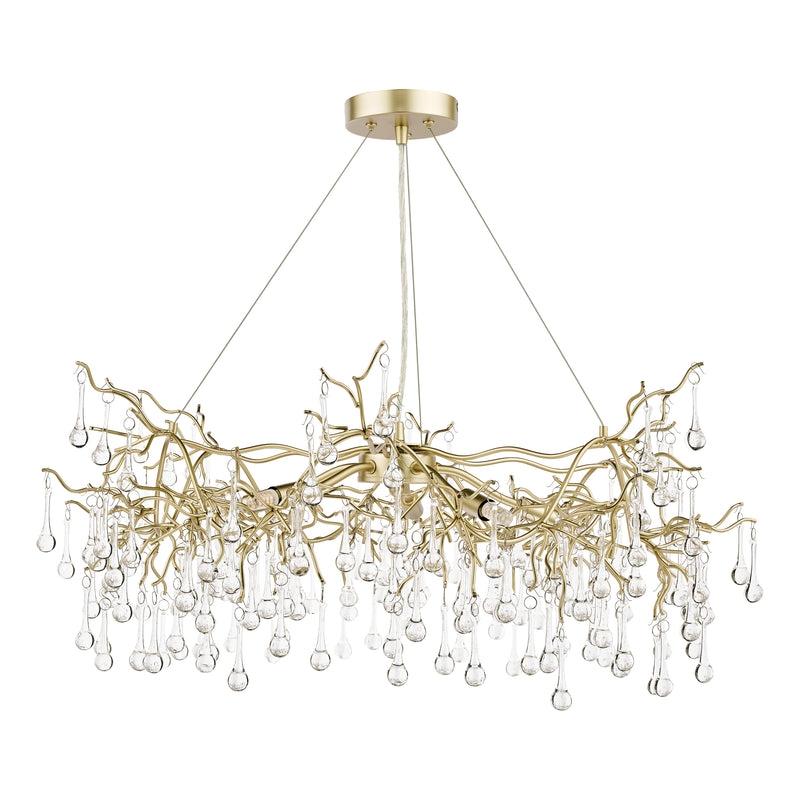 Laura Ashley Willow 5lt Pendant Satin Champagne Crystal • LA3756144-Q