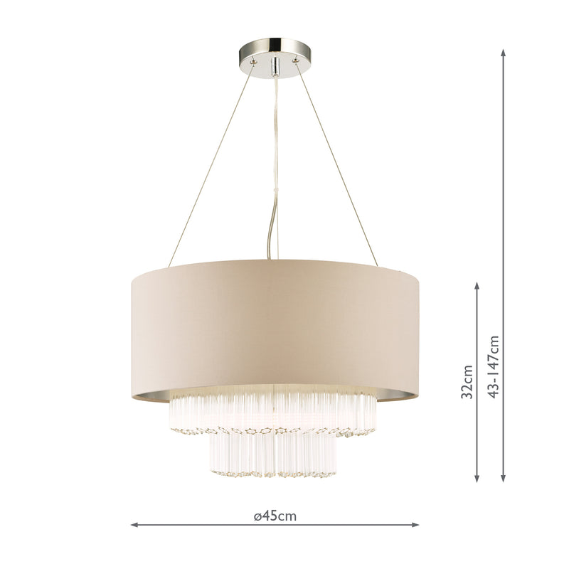 Laura Ashley Genevieve 5lt Pendant Grey Shade Glass • LA3756145-Q