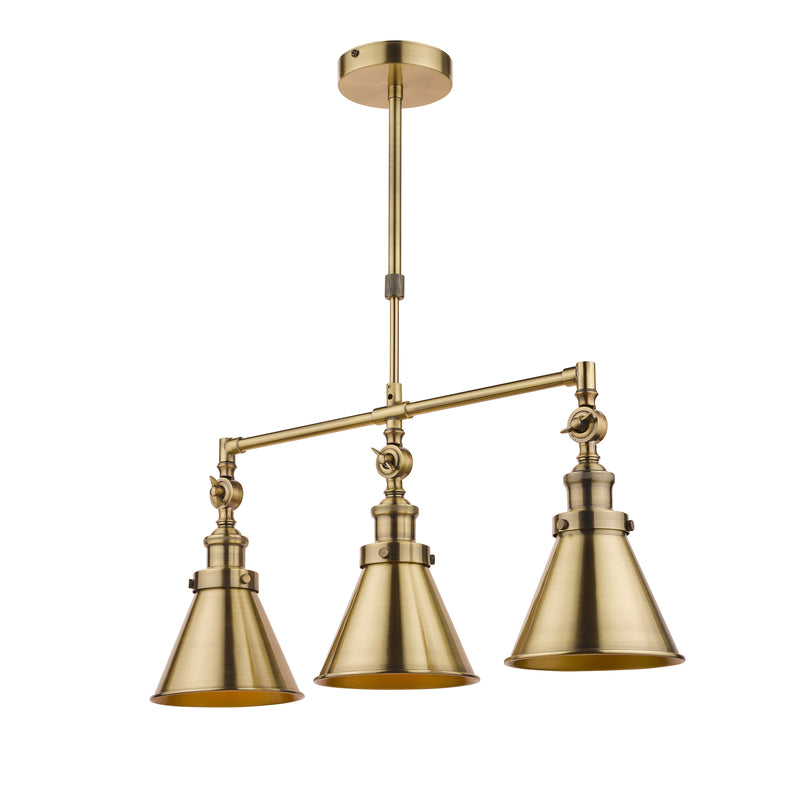 Laura Ashley Rufus 3lt Bar Pendant Antique Brass • LA3756149-Q