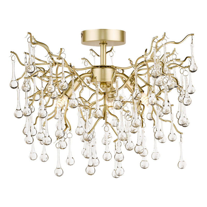 Laura Ashley Willow 3lt Semi Flush Satin Champagne Crystal • LA3756150-Q