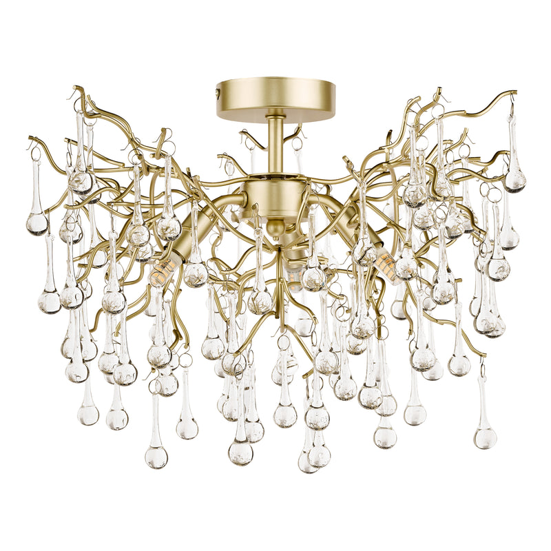 Laura Ashley Willow 3lt Semi Flush Satin Champagne Crystal • LA3756150-Q
