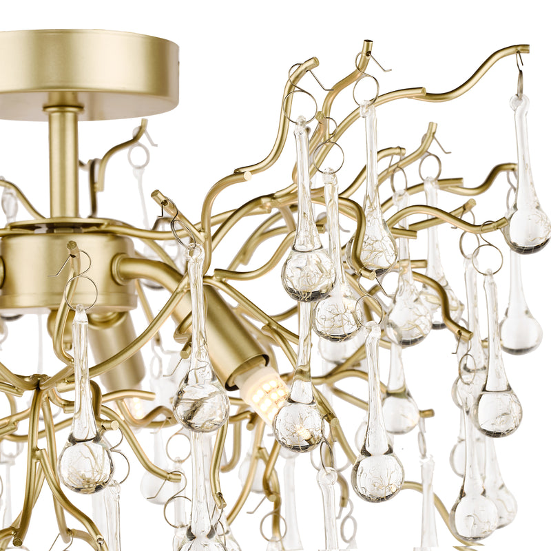 Laura Ashley Willow 3lt Semi Flush Satin Champagne Crystal • LA3756150-Q