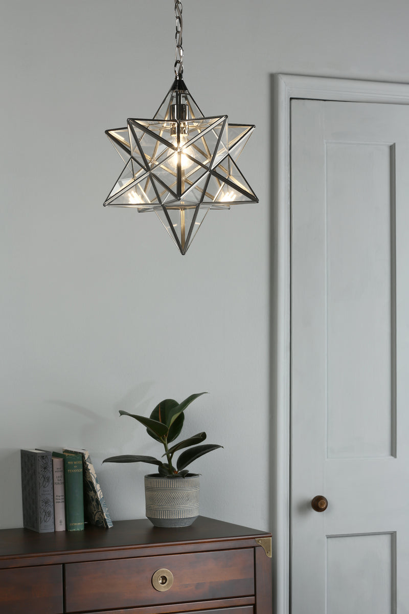 Laura Ashley Large Star Pendant Silver Glass • LA3756152-Q